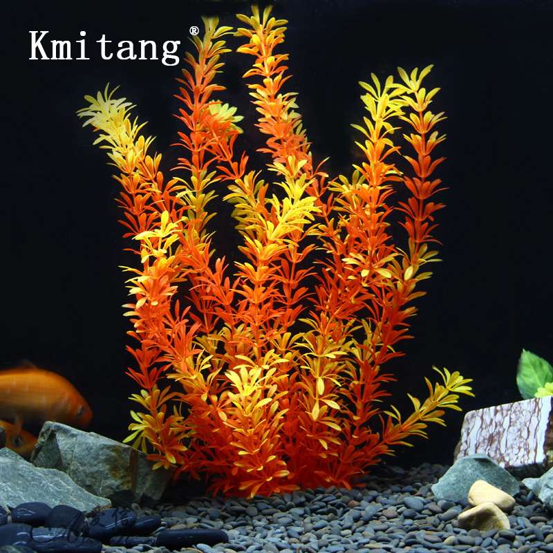 Ocean Aquarium - ต้นไม้เขตร้อนขนาด 100 ซม. หญ้าใต้น้ำเทียมขนาดใหญ่ ต้นไม้ปลอมพลาสติกนุ่มสำหรับตกแต่งตู้ปลาและตู้เลี้ยงปลา