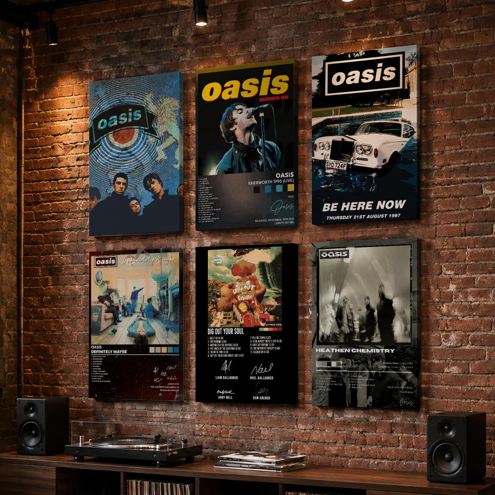 Live Rock - อัลบั้มวงร็อก O-Oasis ภาพพิมพ์ติดผนังกรอบไม้ สำหรับตกแต่งห้องนอน ห้องนั่งเล่น ทางเดิน
