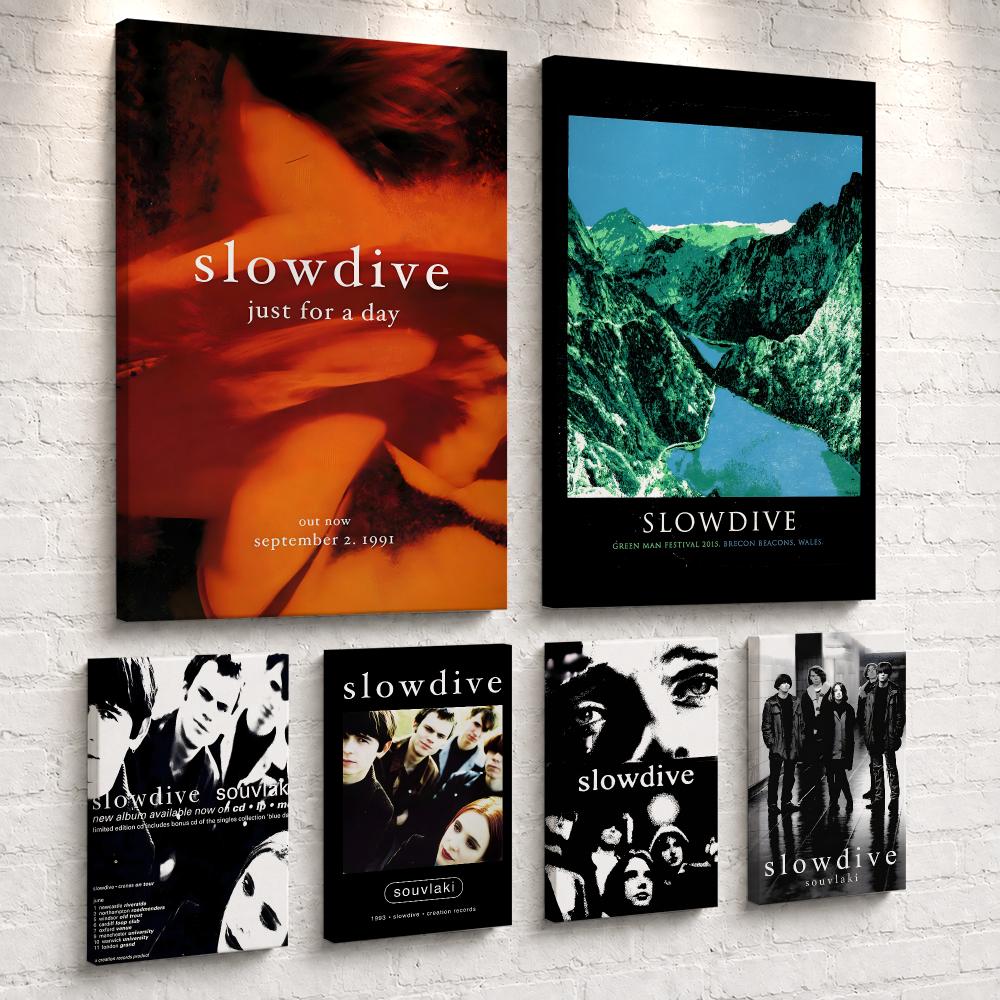 Live Rock - ภาพวาดติดผนังกรอบรูปอัลบั้มวงดนตรีร็อค S-Slowdive พร้อมแขวน ภาพพิมพ์บนผ้าแคนวาสสำหรับตกแต่งห้องนอน ห้องนั่งเล่น ของขวัญตกแต่งบ้าน