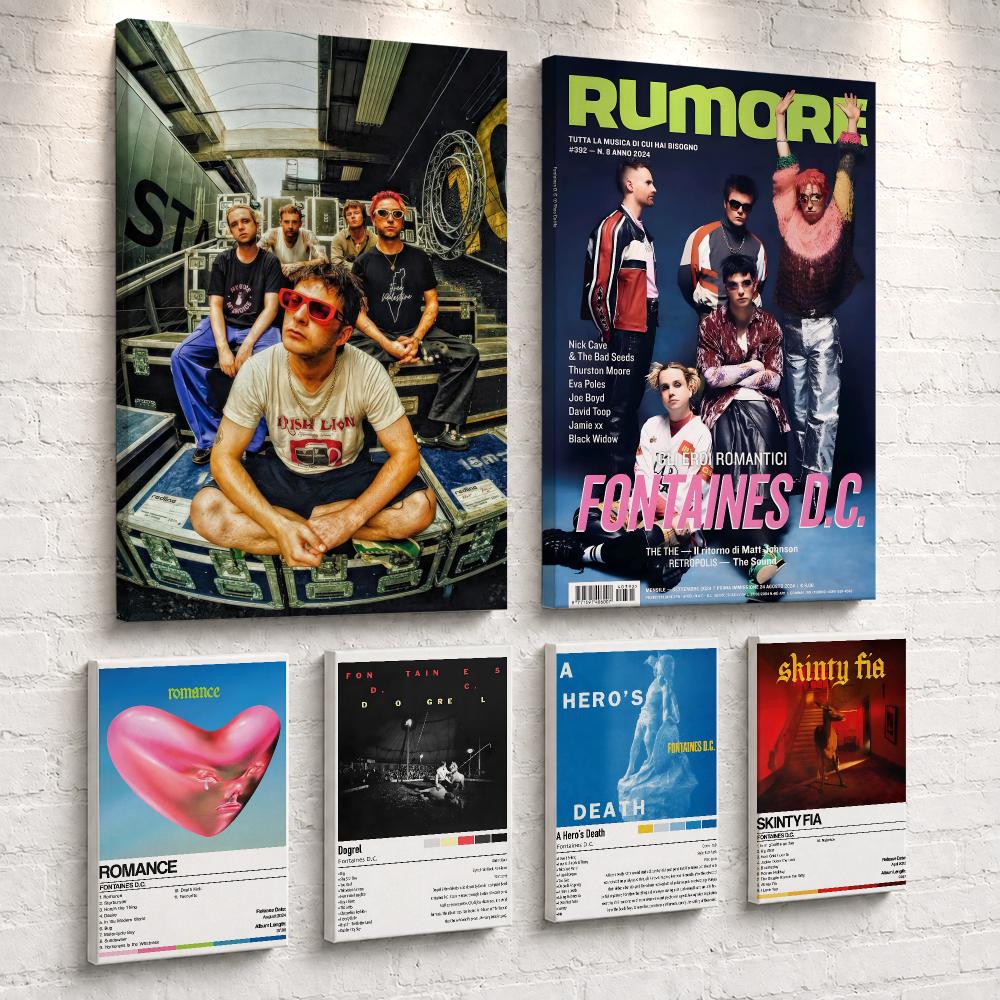 Live Rock - ภาพวาดติดผนังกรอบรูปอัลบั้มวงดนตรีร็อค F-Fontaines D.C พร้อมแขวน ภาพพิมพ์บนผ้าแคนวาสสำหรับตกแต่งห้องนอน ห้องนั่งเล่น