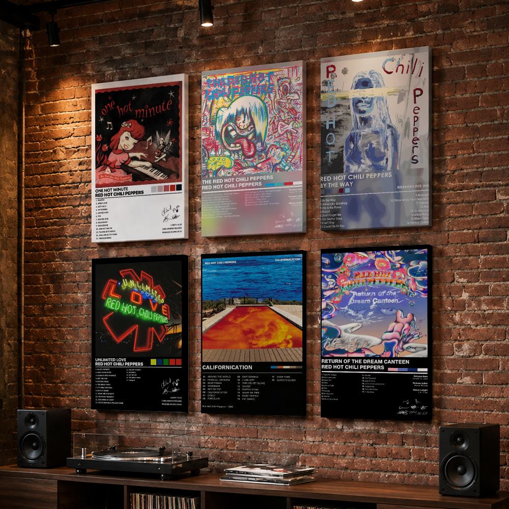 Live Rock - ภาพพิมพ์ติดผนังกรอบไม้ วงร็อก C-Chili Peppers สำหรับตกแต่งห้องนอน ห้องนั่งเล่น
